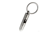 Bullet Keychain - Stainless Steel With Paw Print Image